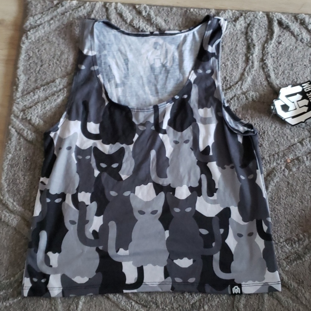 Black cat camo crop top